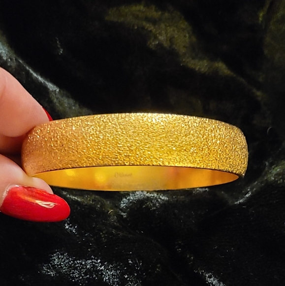 Vintage Monet Heavy Textured Bangle Bracelet Sparkly Gold-Tone - Picture 2 of 6